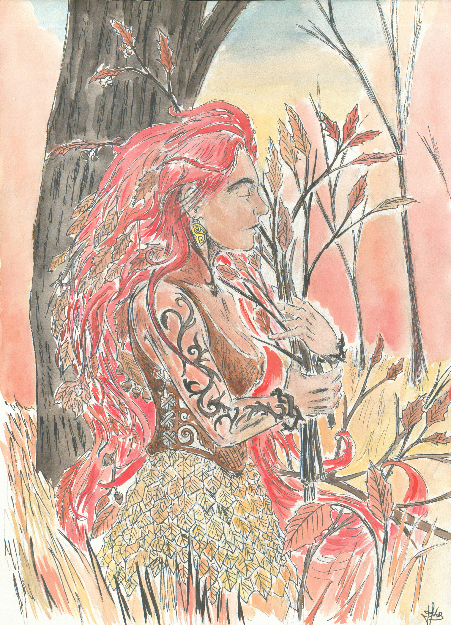 Dessin: personnage de l'automne