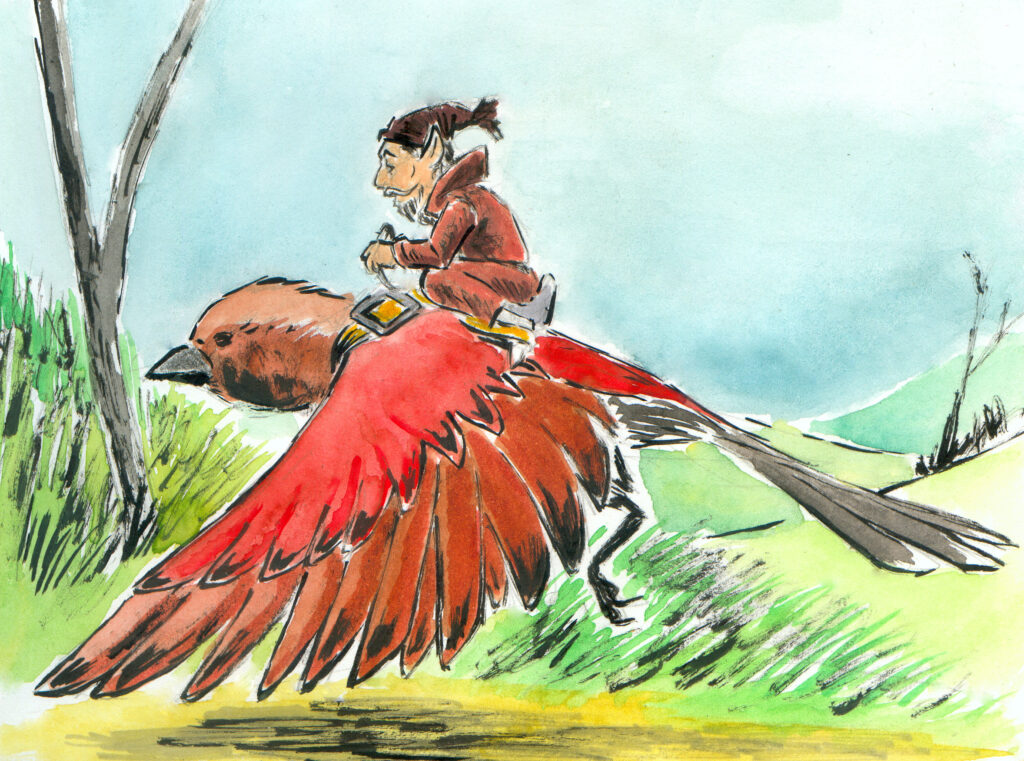 Dessin: Oiseau et lutin