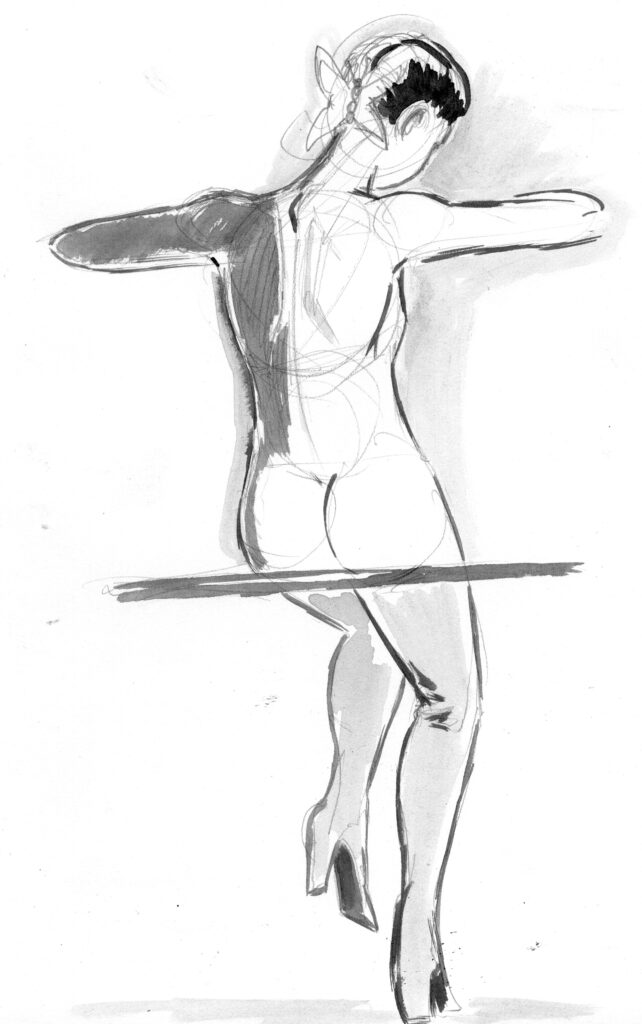 Dessin: femme avec un noeud Papillon