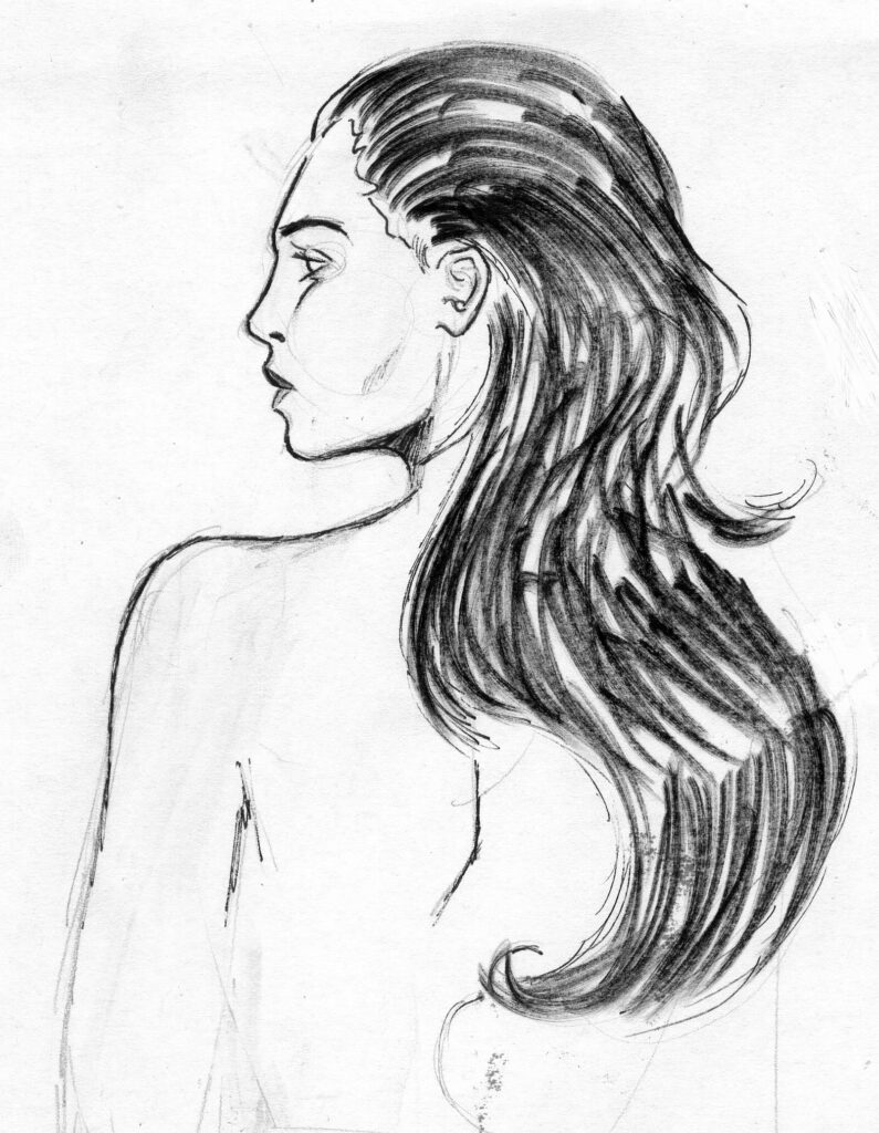 Dessin : Perfil mujer croquis