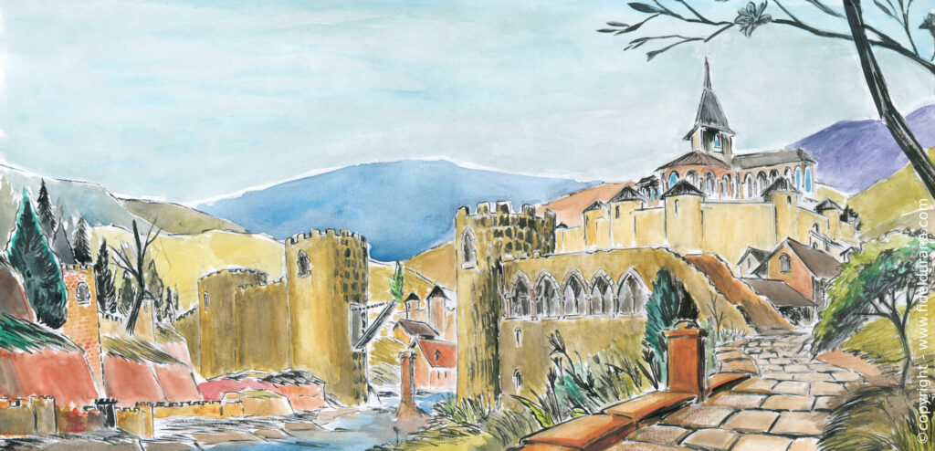 Dessin: case de BD,paysage