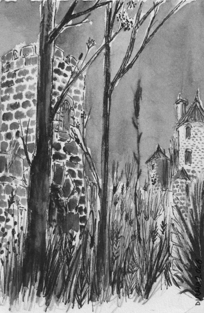 Dibujo: ruinas de castillo