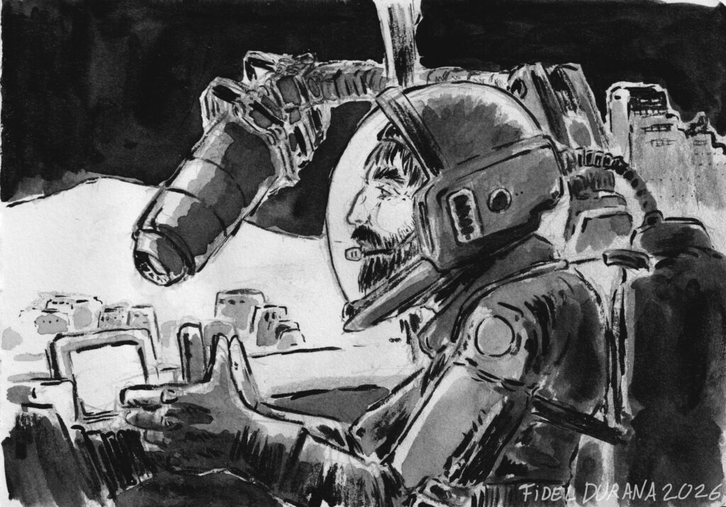 Dibujo de operador cosmonauta