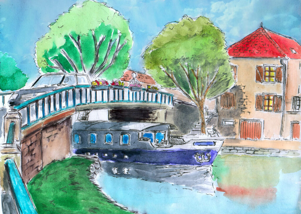 Dessin: pont sur canal