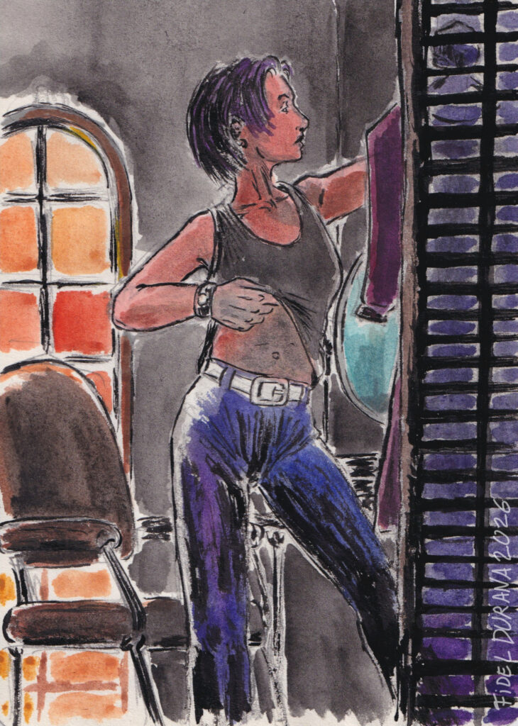 Chica de cabello violeta